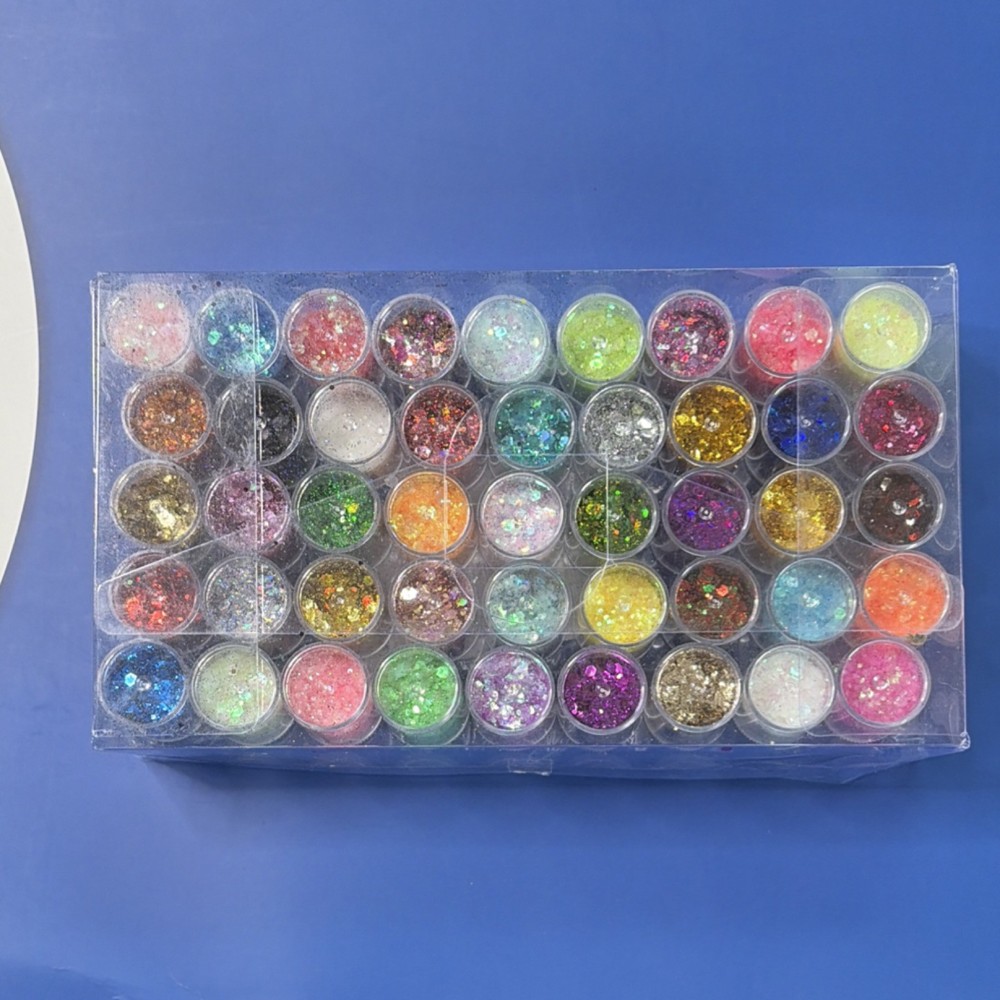 45 Color Multicolor Craft Glitter Set round Containers Multi-Purpose