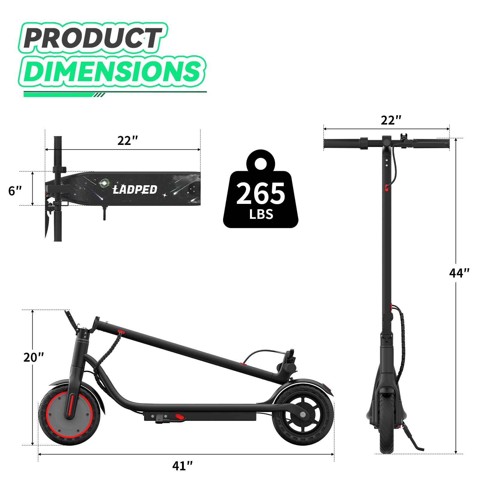 350W Electric Scooter for Adults, Up to 19 MPH, Folding E-Scooter, APP control