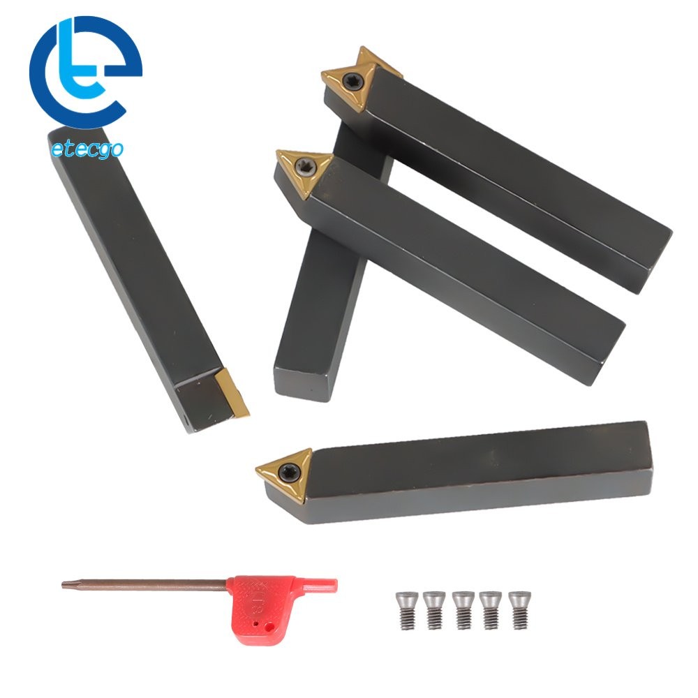Carbide Indexable Turning Tool Bit With Carbide Inserts 5 PACK 3/8"