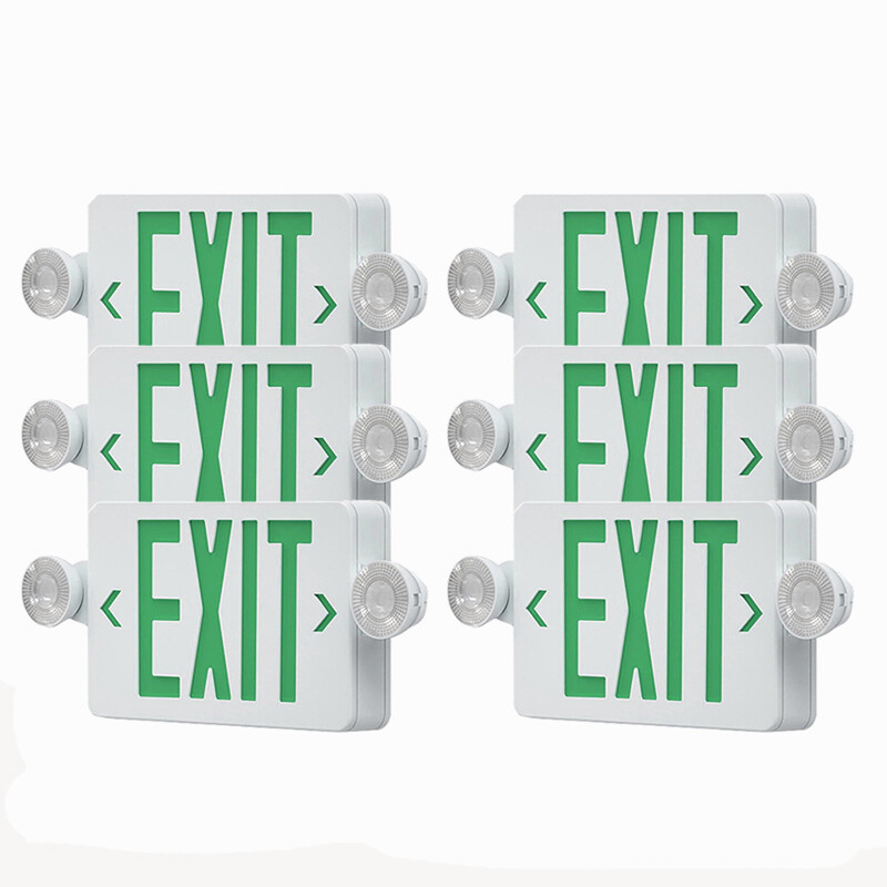6PACK LED Exit Sign Emergency Light–Hi Output Compact Combo w/Battery Backup