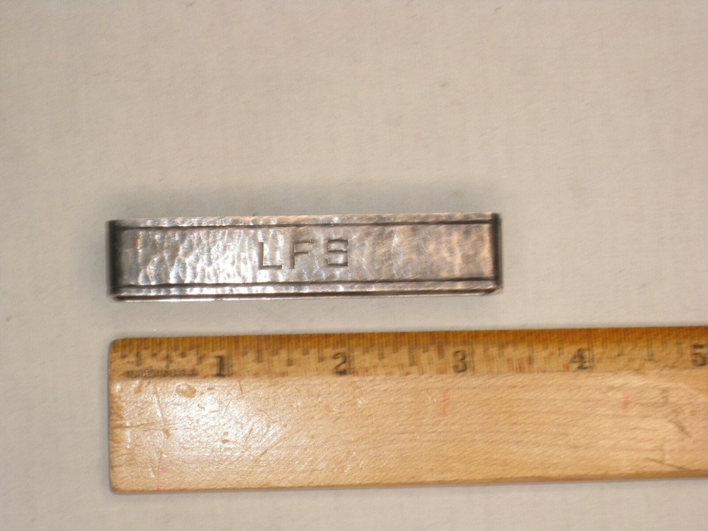 antique hammered Sterling Silver rectangular napkin ring Colonial LFS *monogram