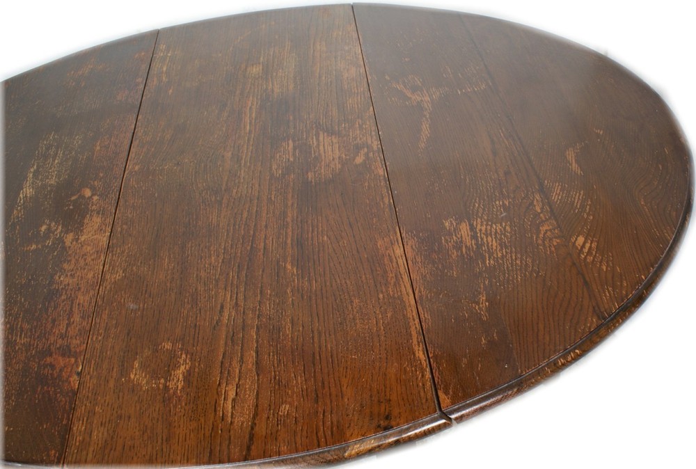 Solid British Tiger Oak Shabby Antique Drop Leaf Gate Leg Table England
