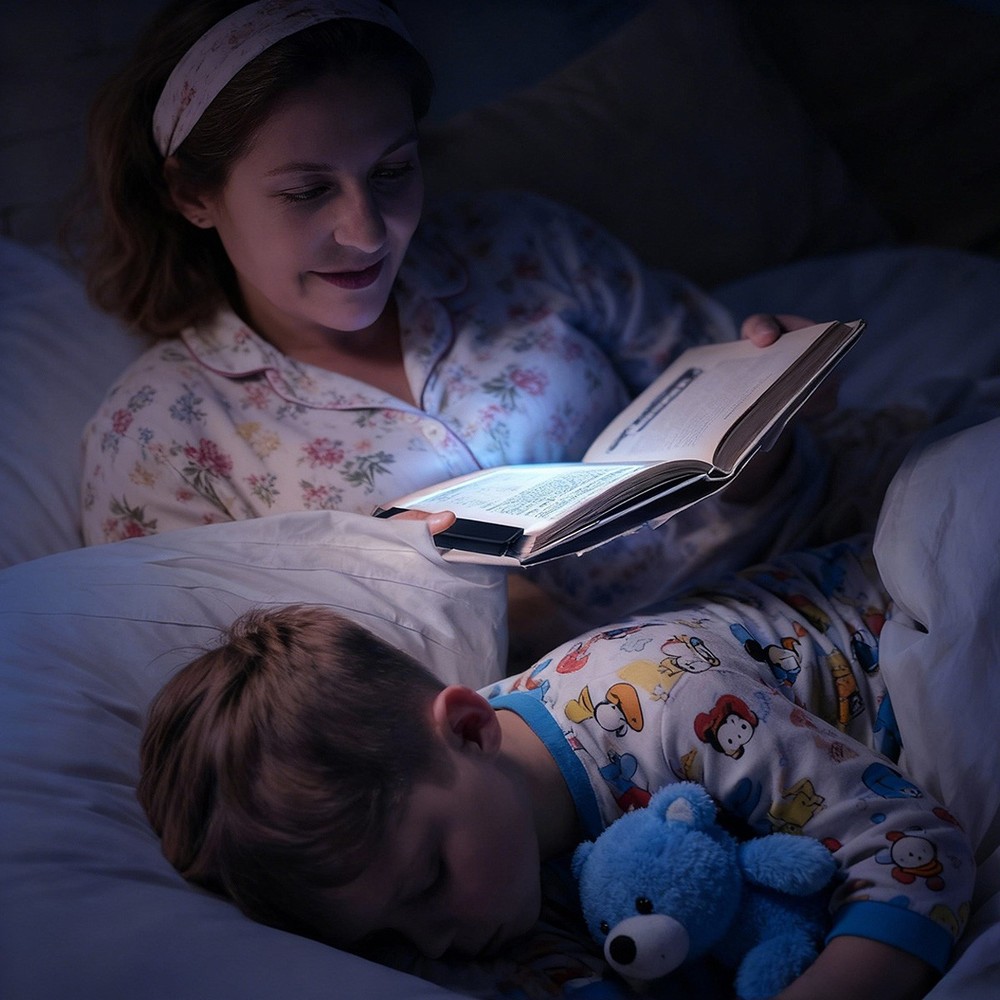 Flat LED Book Light for Reading - Clear Bookmark Light - Wireless