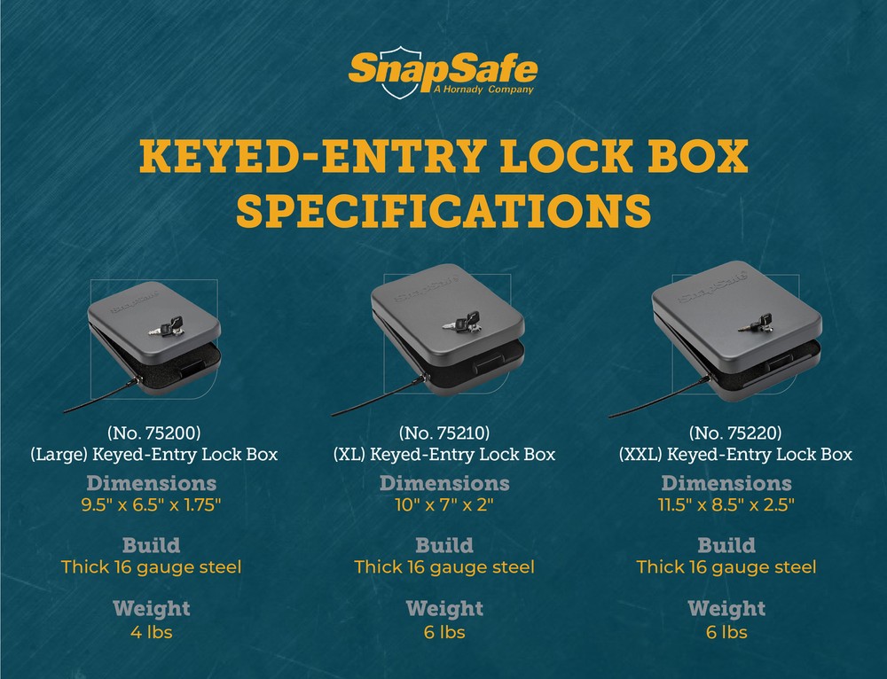 SnapSafe Keyed Lock Box - XX-Large (11.5”x 8.5”x 2.5”)