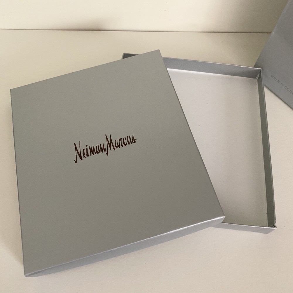 New neiman marcus Classic Silver gift box and bag