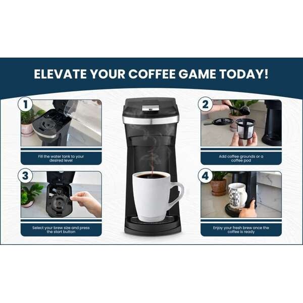Culinary Chef, 2 In 1 Coffee Maker K Cup/Ground Coffee Compatible, Black