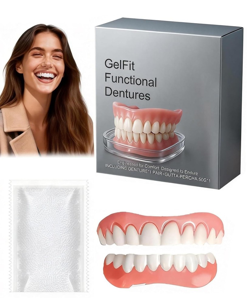 Full Set Silicone Dentures, Moldable Upper Lower Removable Custom Dentures