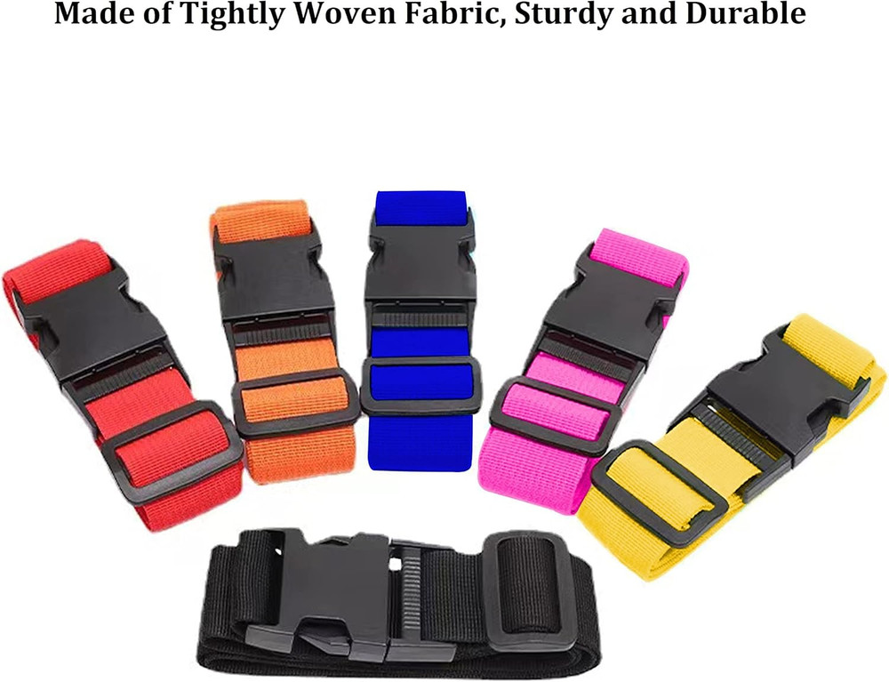 2 Pack Suitcase Straps, Bright Color Adjustable , TSA Approved (Blue)