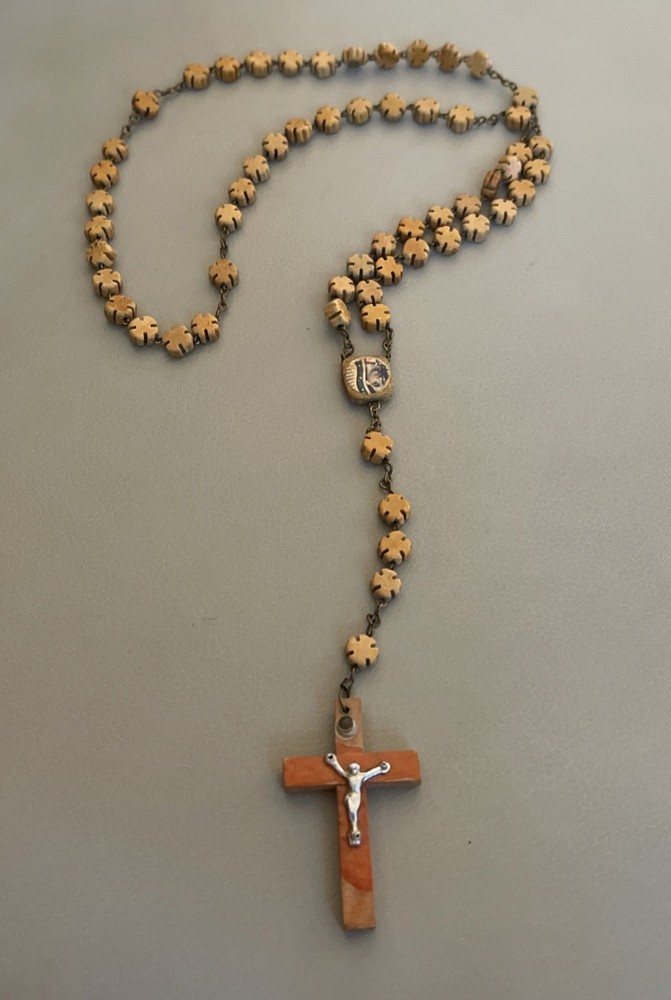 Vintage Rosary Maltese Wood Beads Catholic G30