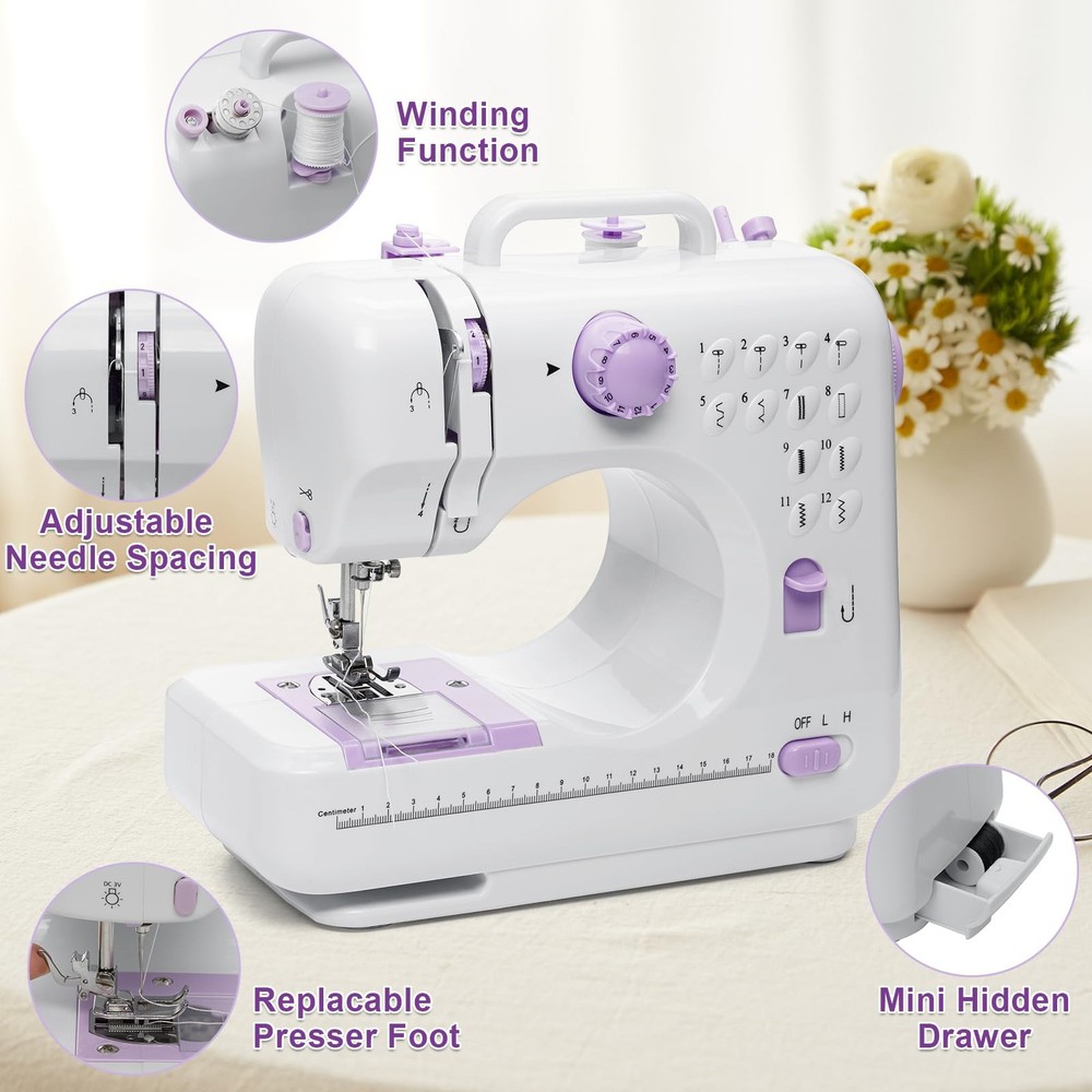 Mini Electric Sewing Machine, Portable & Small Sewing Machine with12 Built-in...