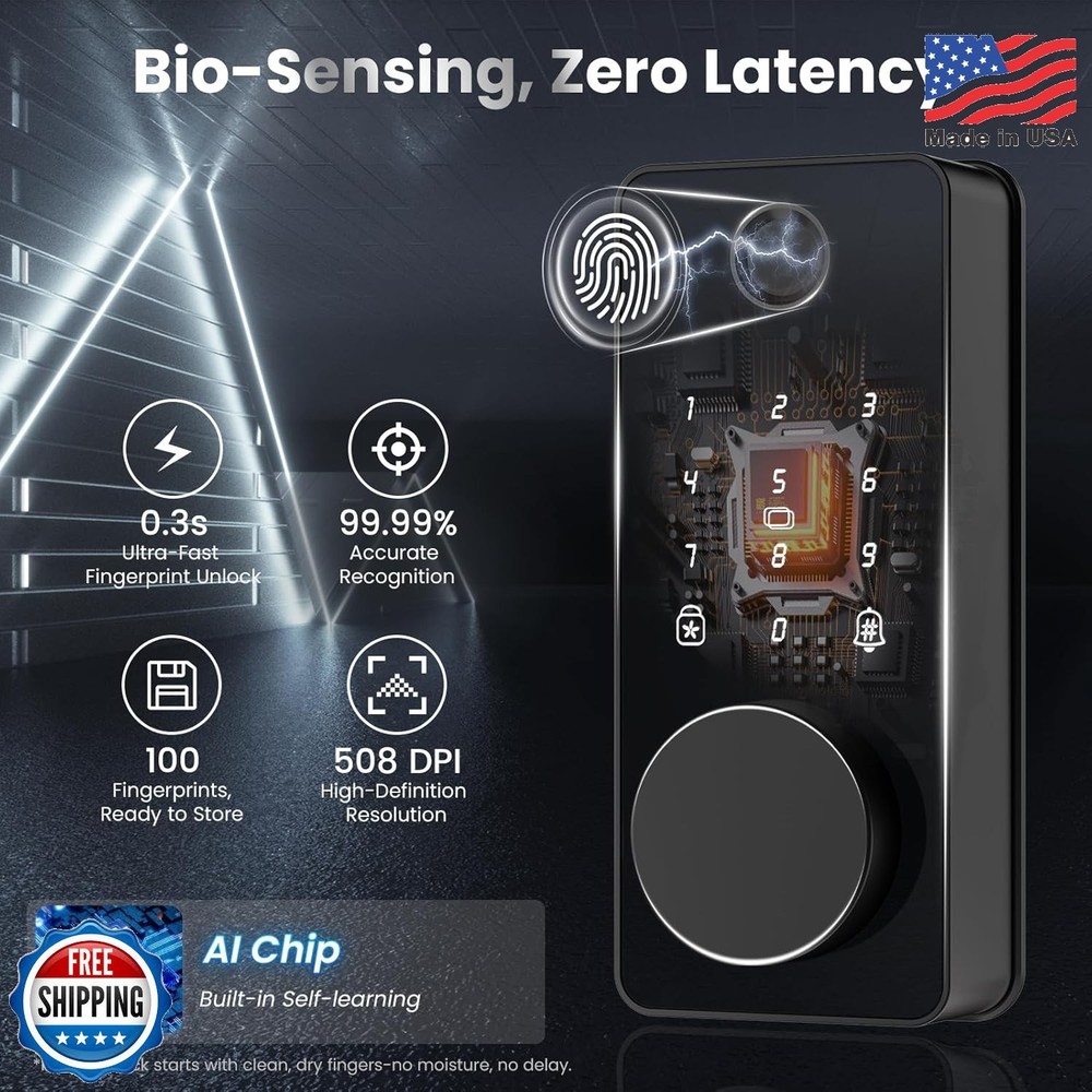 Biquole Smart Lock Keyless Entry Fingerprint Door Lock App Control Deadbolt