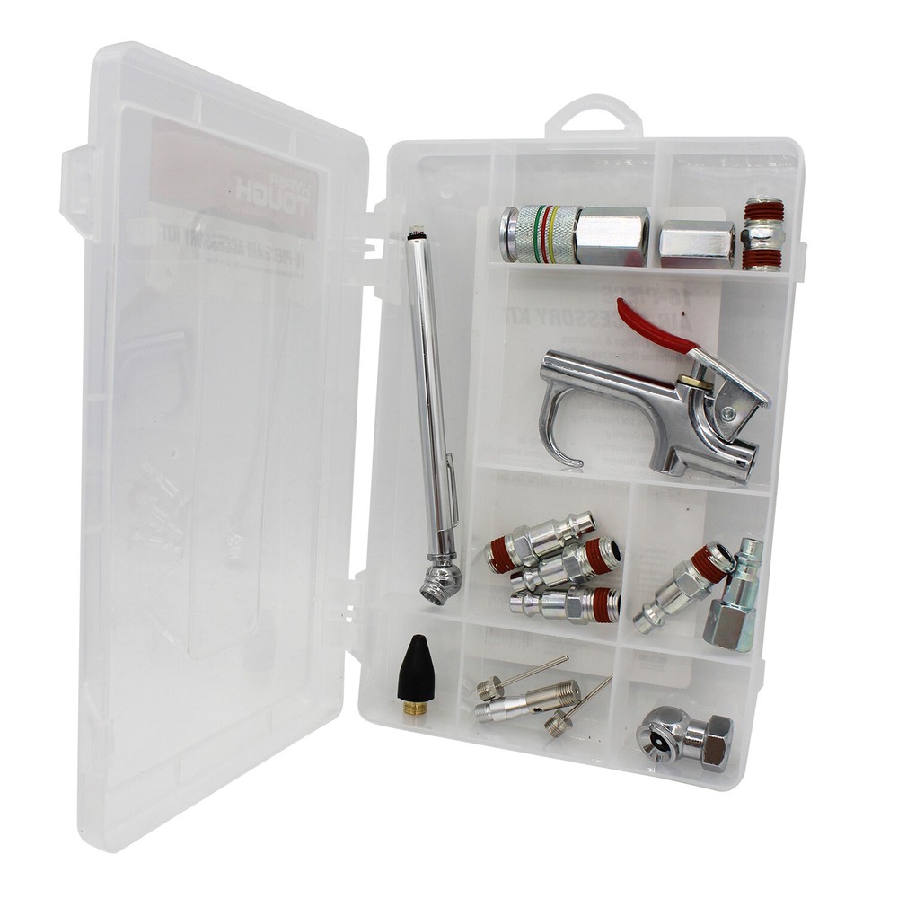 Hyper Tough 16-Piece ACCESSORY STARTER KIT AIR TOOL 1/4" COMPRESSOR PLUG COUPLER