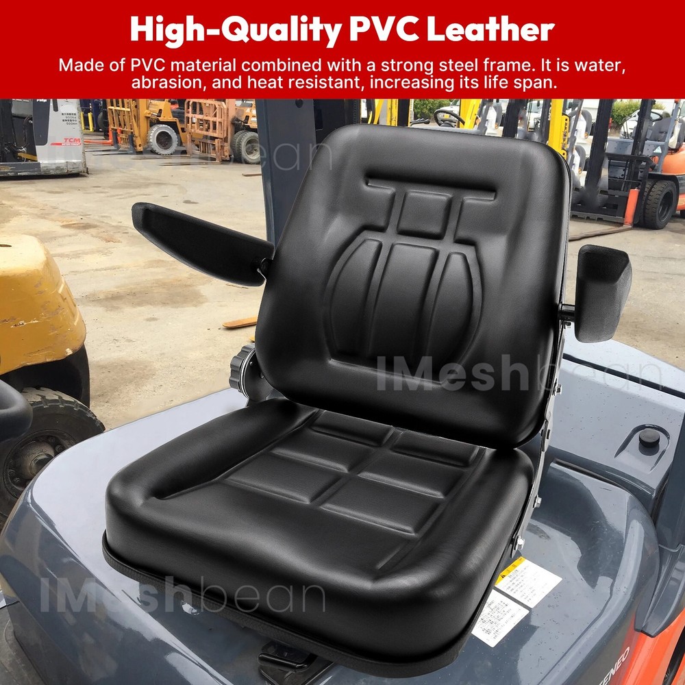 Universal Forklift Seat Tractor Seat Ergonomic Adjustable Backrest & Armrests US