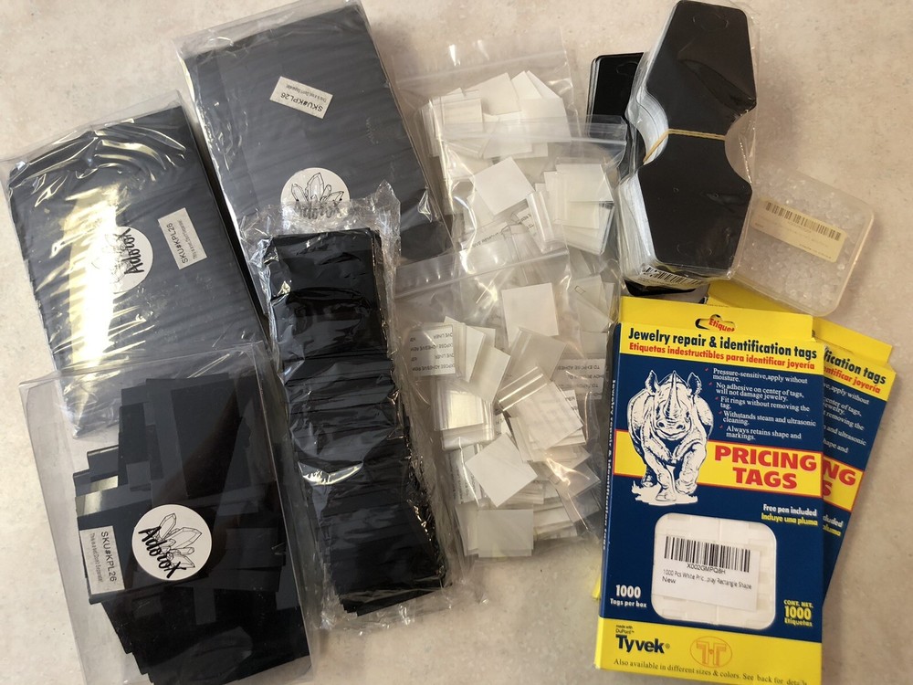 Lot Earring Display Cards, Silicone Earring Backs/Stoppers, Pricing Tags