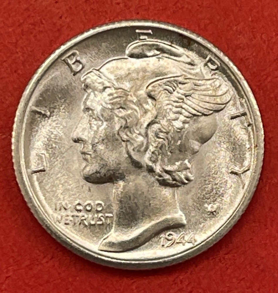 1944 S Mercury Silver Dime, Gem Uncirculated.