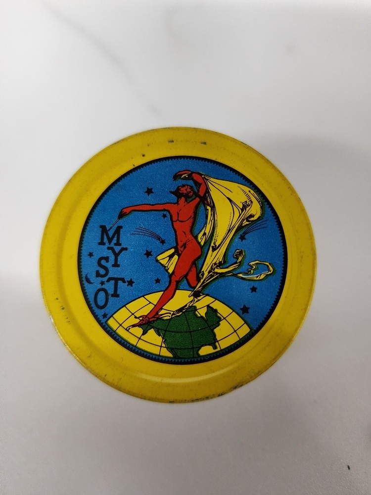 Gilbert Mysto Magic Red Devil Double Sided Tin Round with Insert 1930s