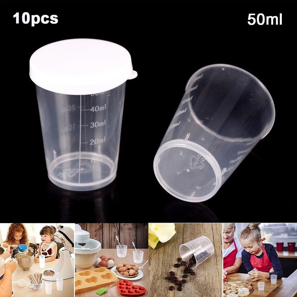 Measuring Cups Cup For School Laboratory Sample Storage With White Lids Cap 50ml