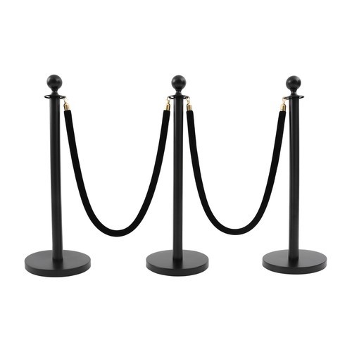 6Pcs Black Stanchion Posts Crowd Queue Pole Ropes Control Barrier Stanchion