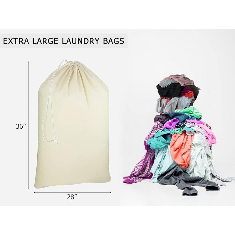 Extra Large Cotton Canvas Storage Bags Durable Drawstring Closure Camping New