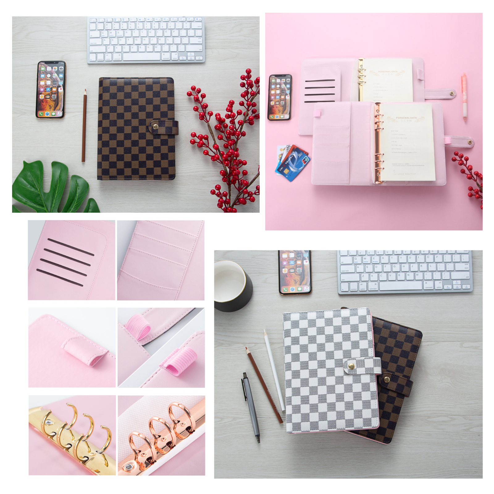 💘 Luxury Checkered/Quilted A5 A6 Agenda Binder Planner Journal Notepad Gift