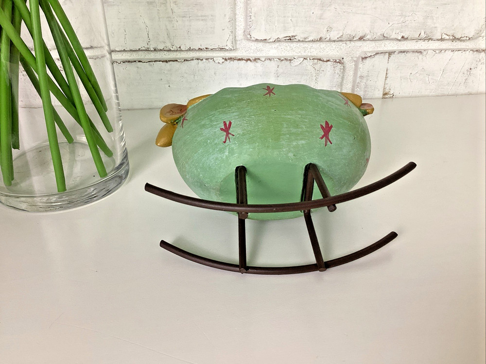 Bunny Rabbits in Rocking Easter Egg Cradle Decoration