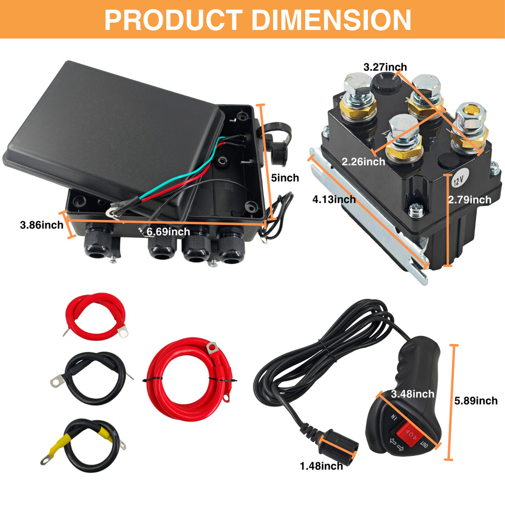 12V 500A Heavy-Duty Winch Solenoid Contactor Relay & Control Box Hand Controller