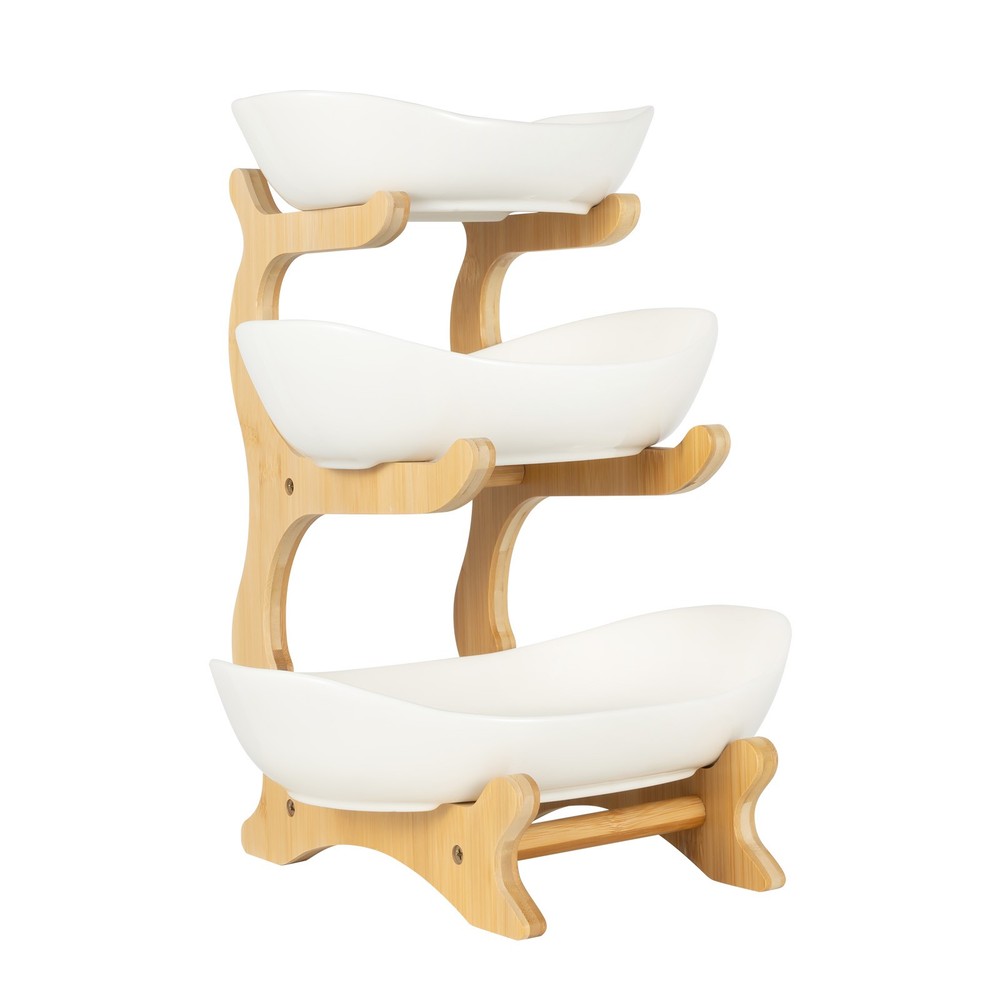 3 Layers Kitchen Fruit Tray White Storage Rack Vegetable Snack Candy Rack Holder