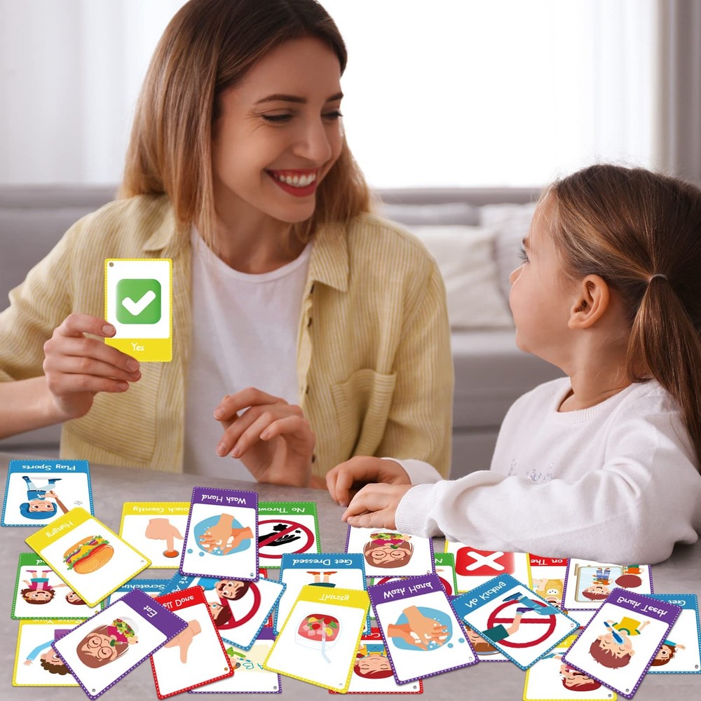 50PCS Autism Behaviour Communication Cards for Speech Delay Children Medium