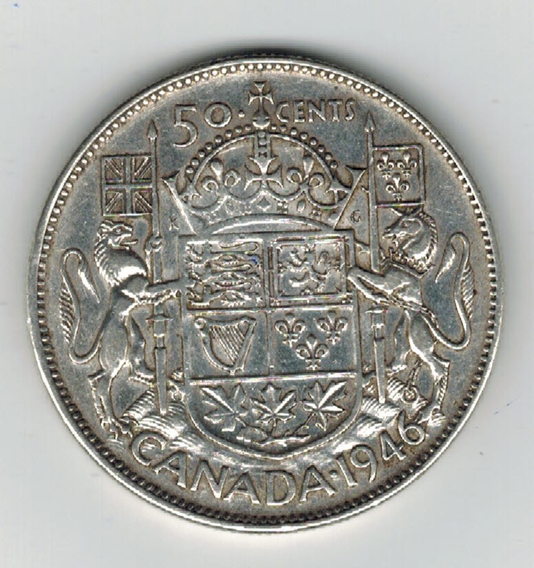 1946 Canadian SILVER  Half Dollar