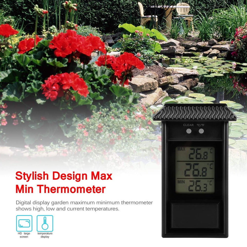Min Max Digital Thermometer With LCD - Wall Mounted Recording Max and Min Tem...