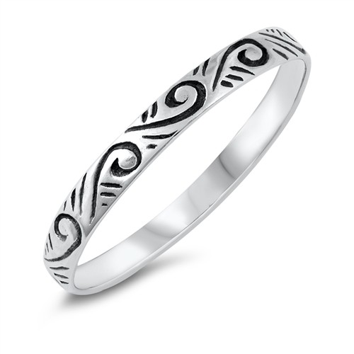Infinity Spiral Oxidized Stackable Ring .925 Sterling Silver Band Sizes 3-10 NEW