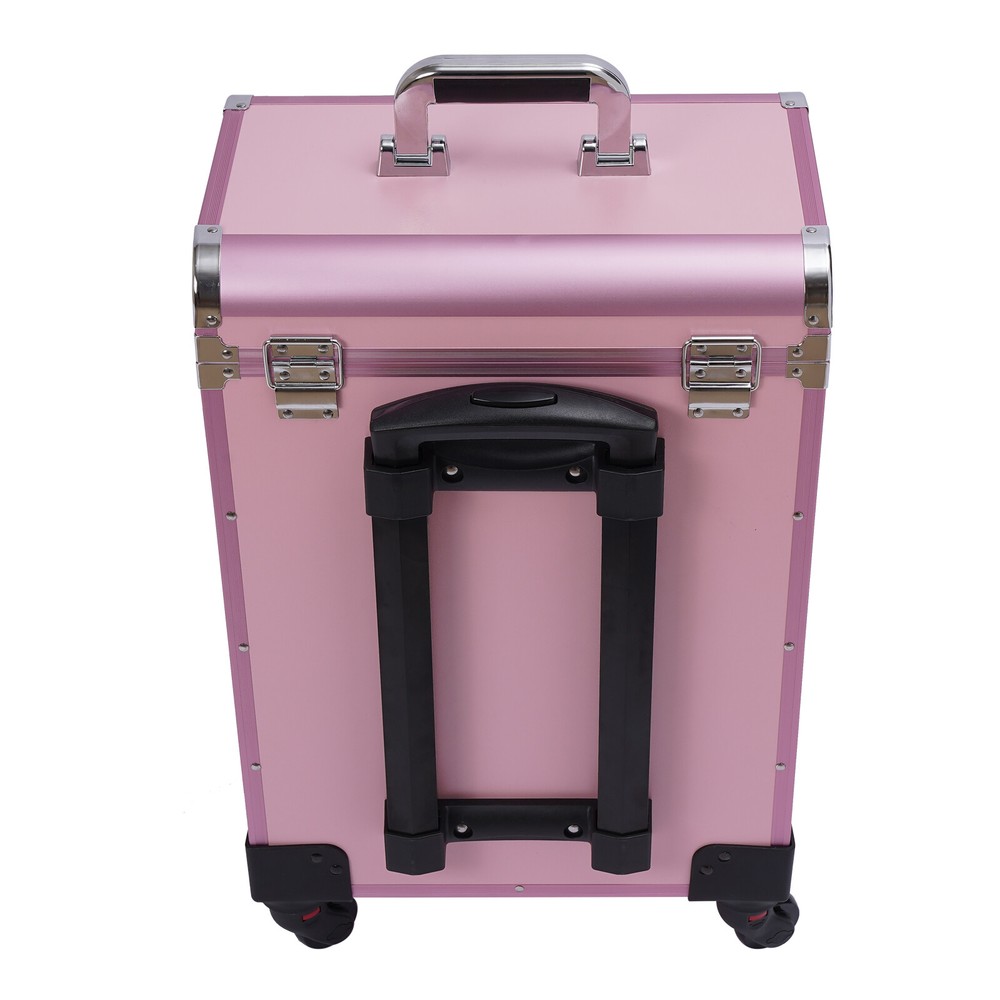 Cosmetic Pro Rolling Makeup Train Case Aluminum Trolley Train Case Box Organizer