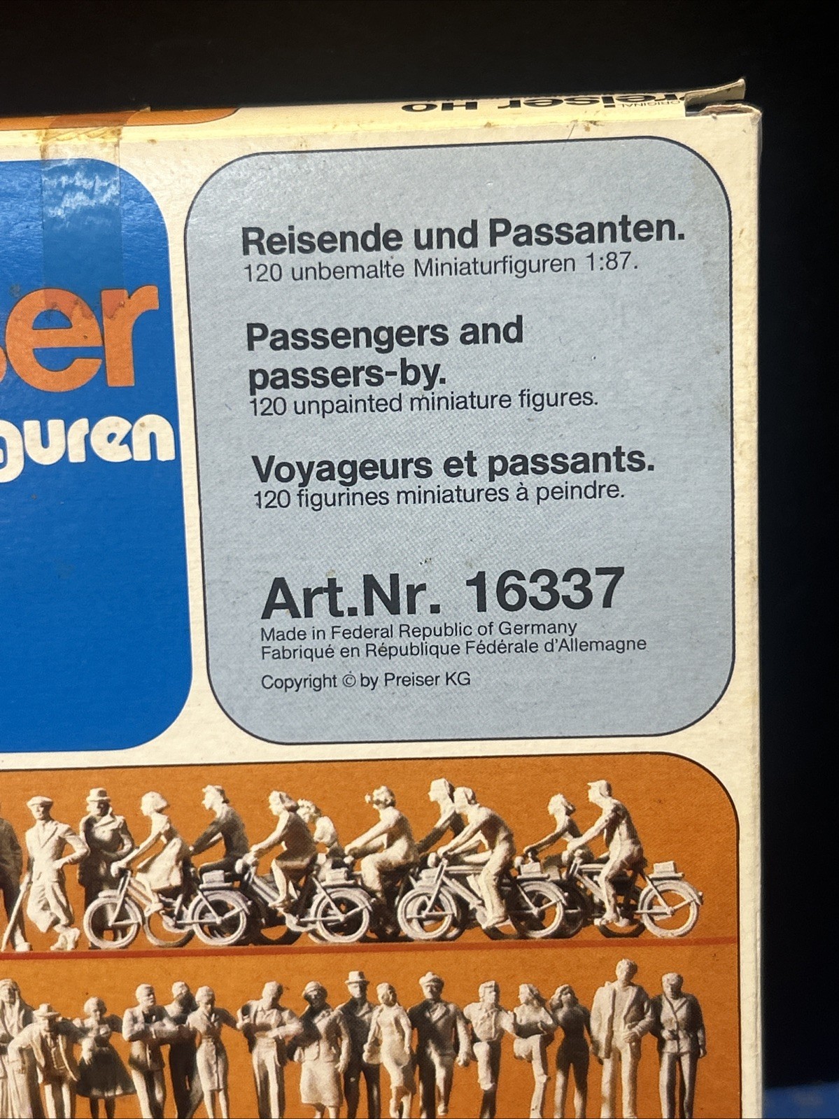 Preiser 120 Unpainted Seated Persons, #16337 Vintage new in box HO 1:87 scale