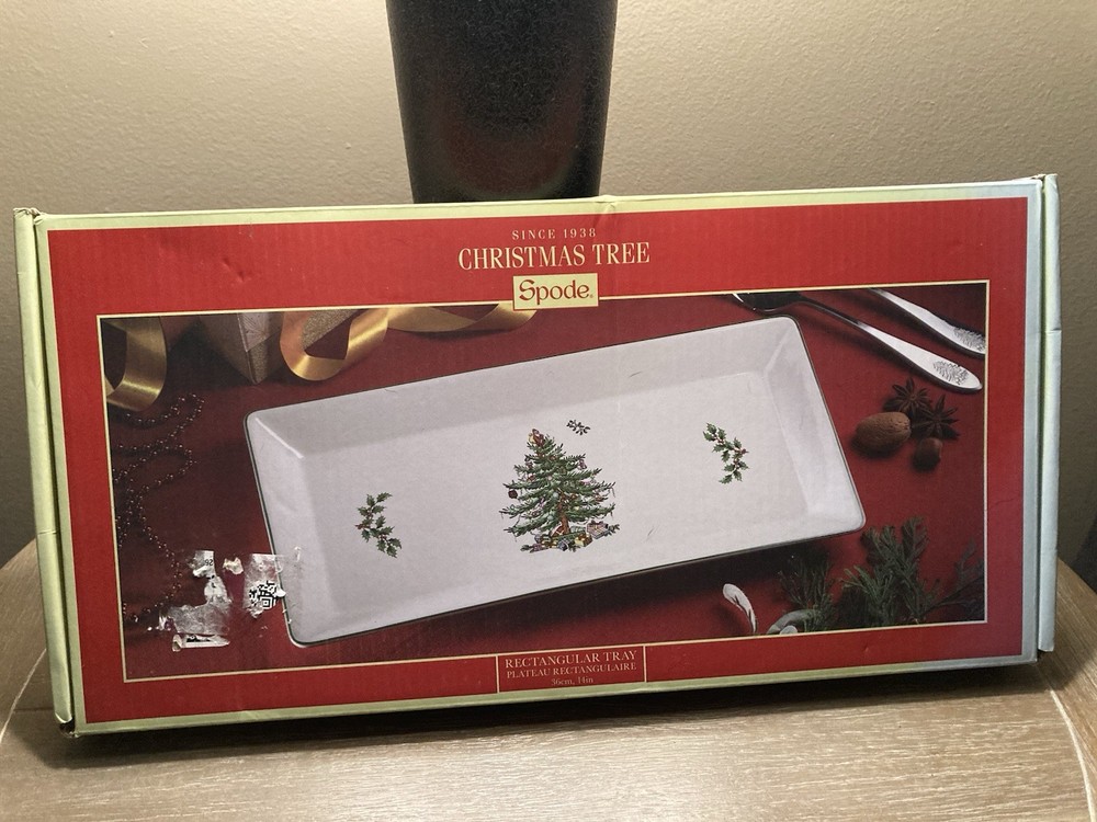 NIB Spode Christmas Tree 14” Rectangular Tray Service Ware Portmeirion Group