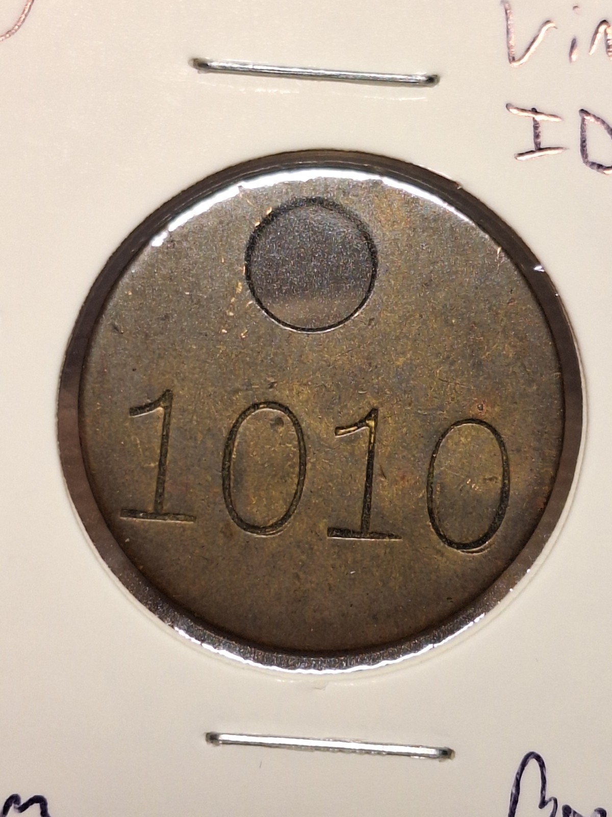 Vintage Unique Brass Identification Tag Unknown Origin About 26mm