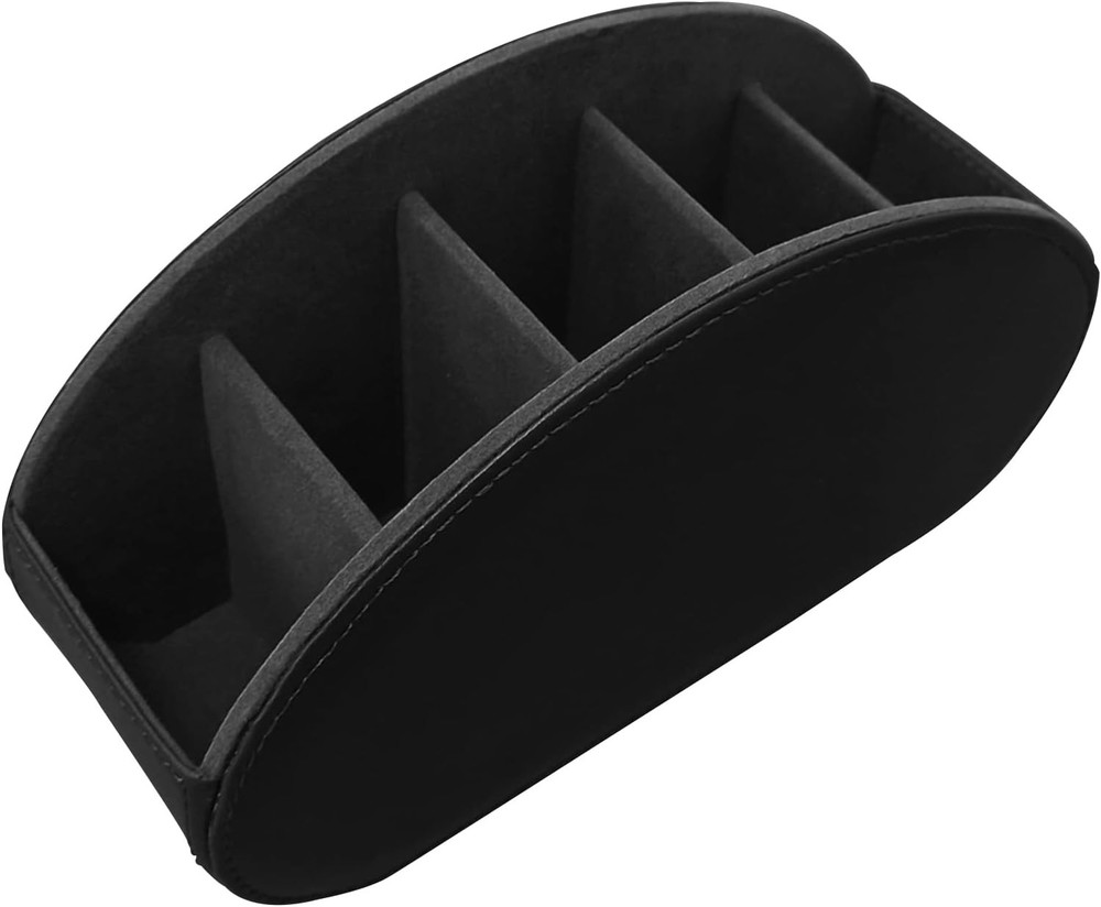 Leather Remote Control Holder with 5 Compartments TV Remote Caddy Storage Box/Tr