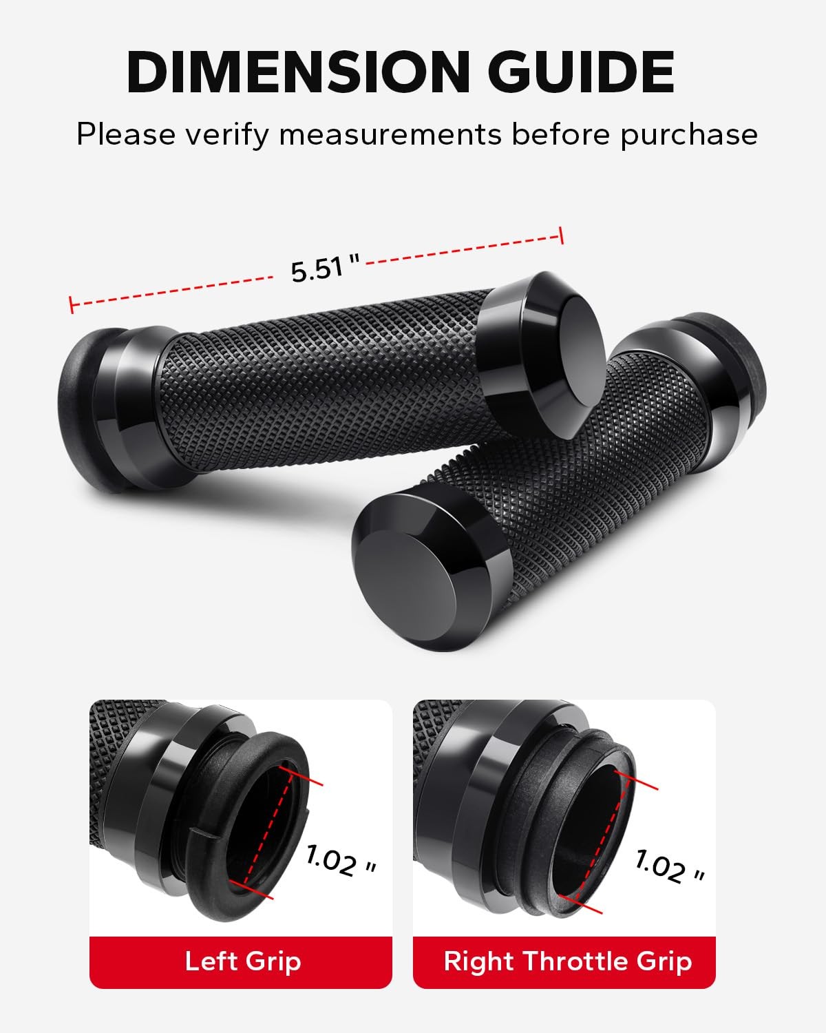 1inch Handlebar Grips, Electronic Throttle Control Hand Grips Fit for Harley ...