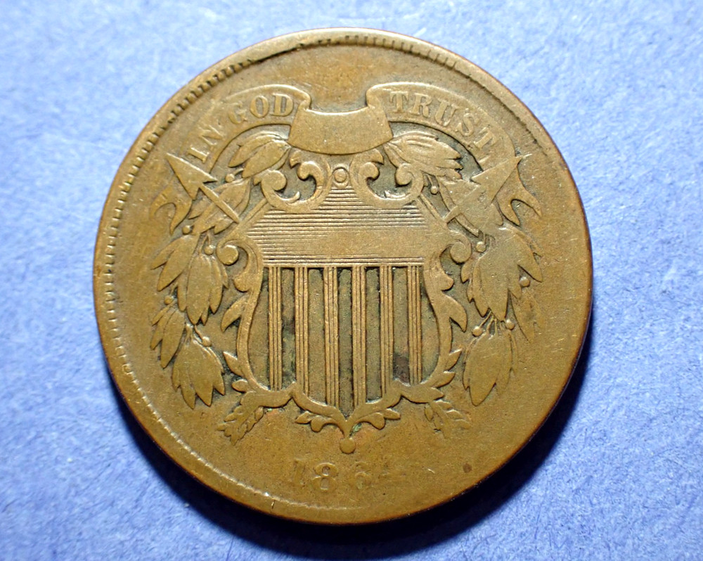 1864 Two Cent  VG+