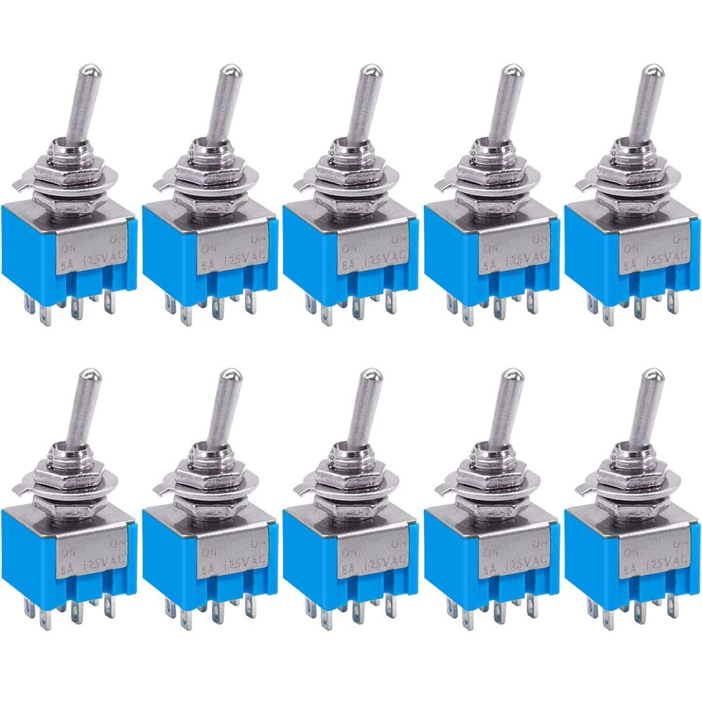 10pcs Dpdt Mini Toggle Switch 6pin 2 Position On/on Miniature Toggle Switch 6a 1