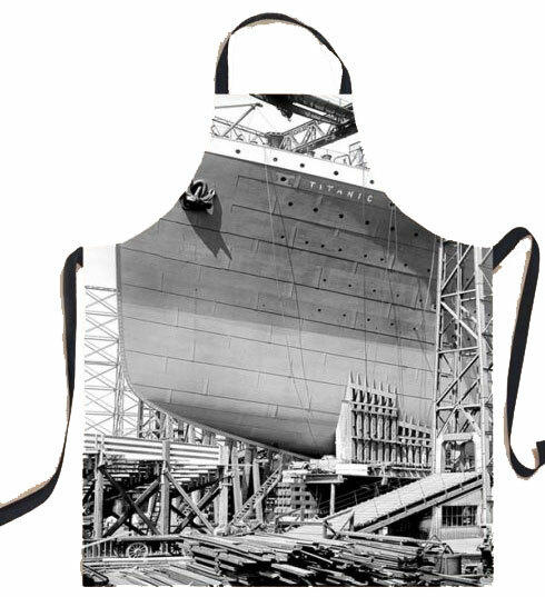 Titanic On Her Gantry Cotton Apron