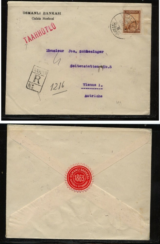 Turkey  large  registered cover to  Austria               MS1211