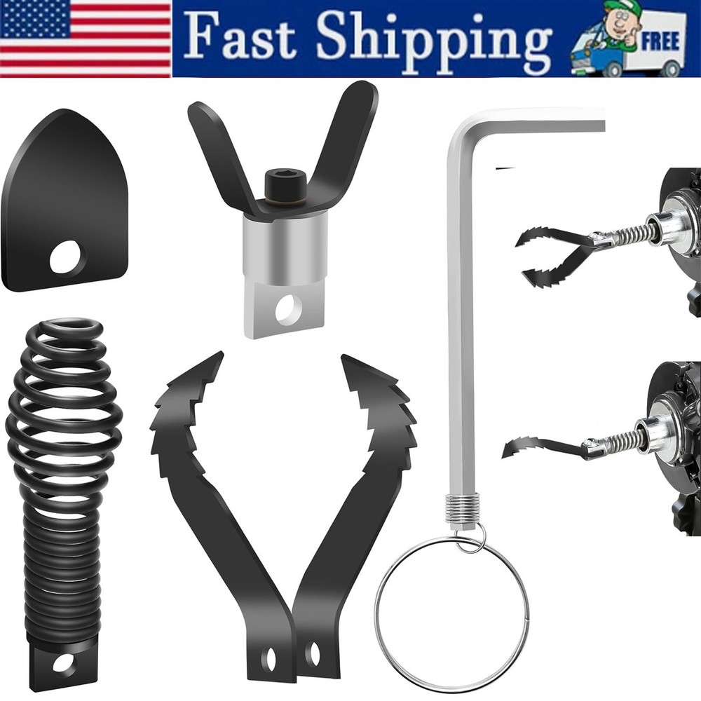4 Pack Drain Snake Drill Attachment Combination Cutter Head Set for Pipe Cleaner