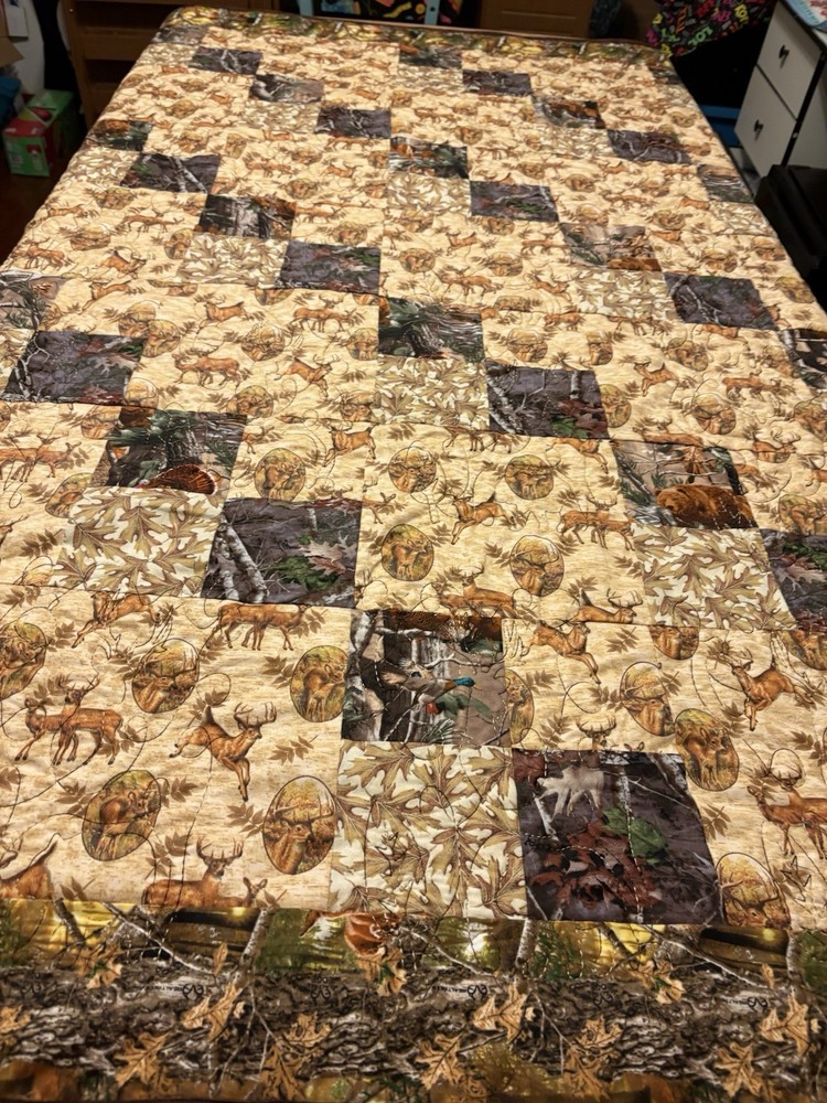 DEER FOREST QUILTED THROW QUILT 61” By 68”
