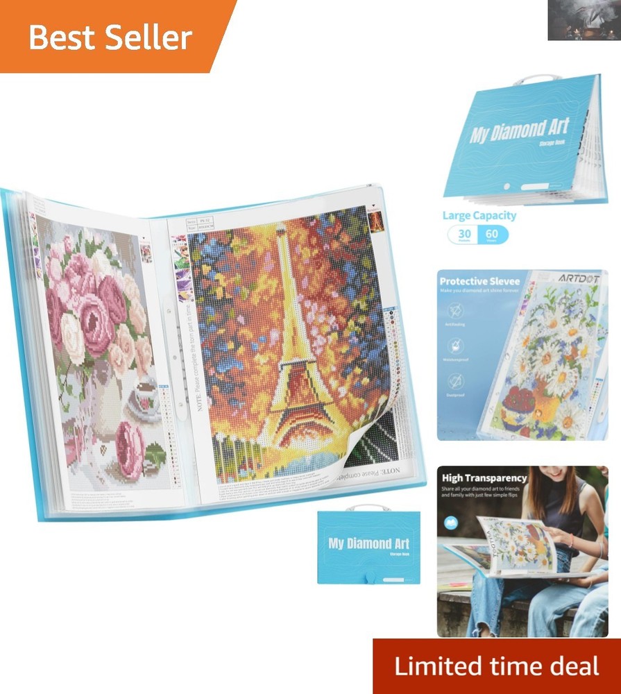 Floral A3 Diamond Painting Folder with 30 Pockets - Lightweight & Practical