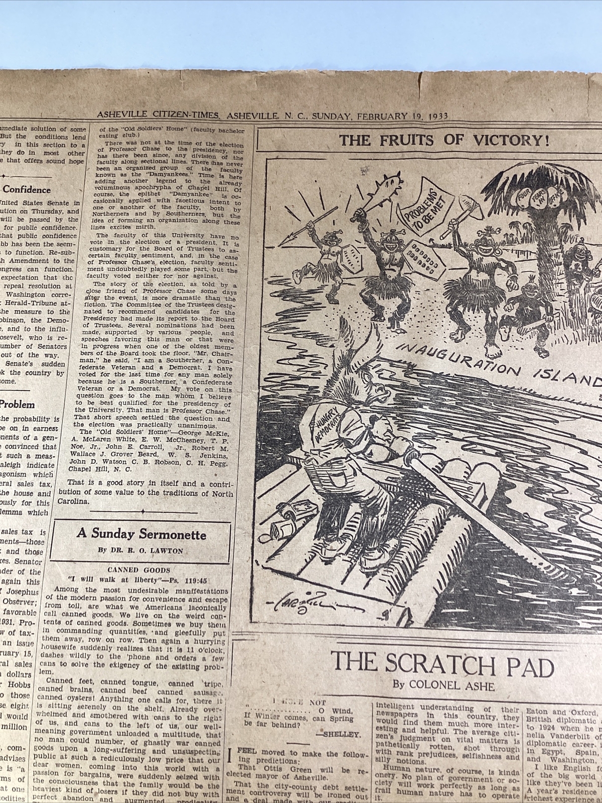 Ashville NC Newspaper Feb 19, 1933 Great Ads Women Miami Columns Carolina Power