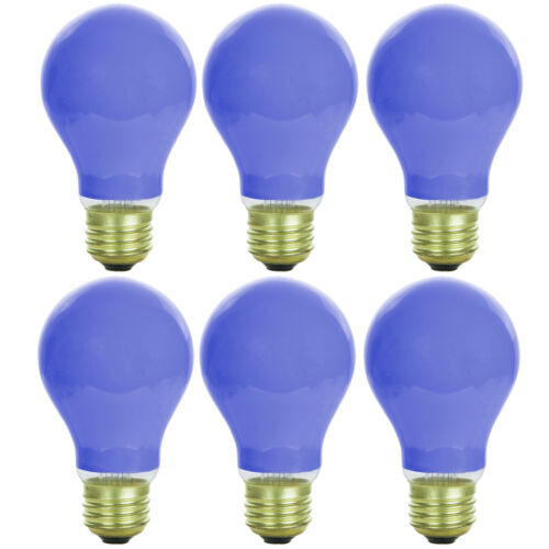 6Pack 60W A19 Light Bulb, Ceramic Blue Light Bulb, E26, 120V