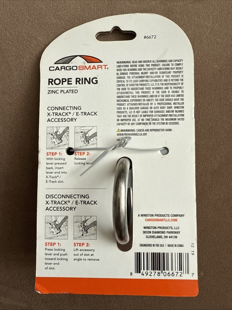 NEW! Cargo Smart Rope Ring Compatible with X-track & E track #6672