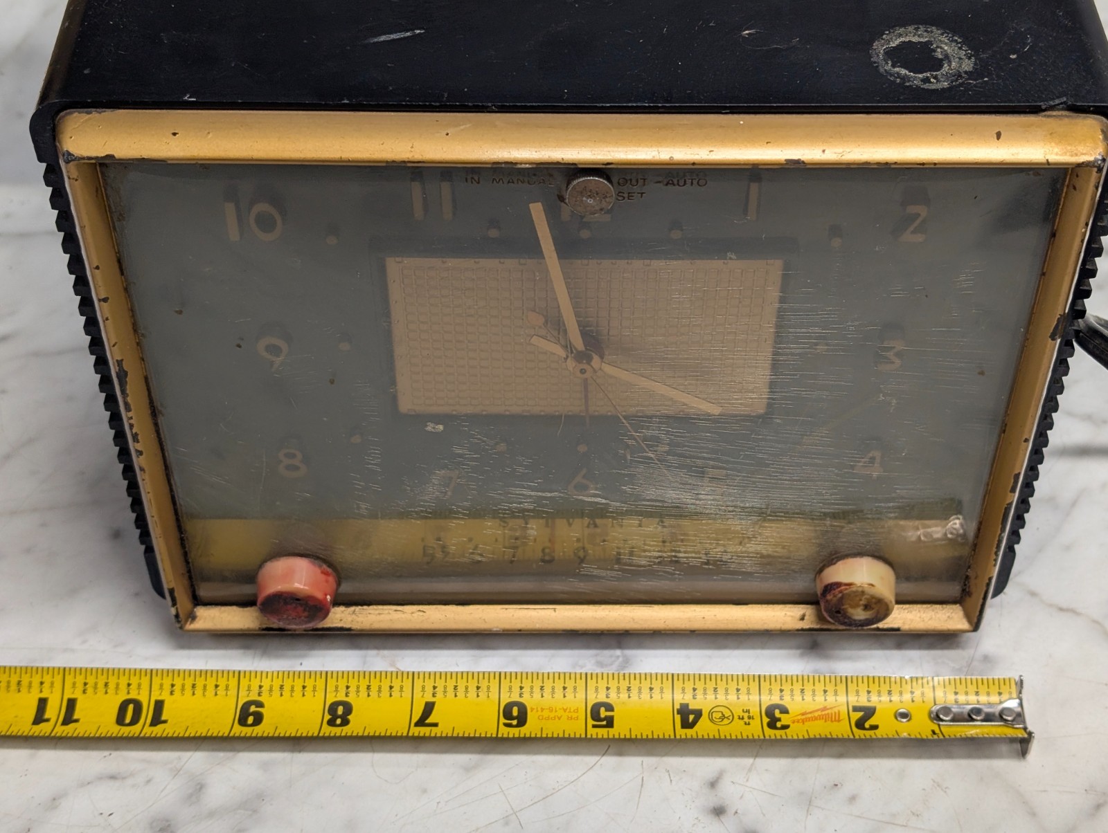 Sylvania Model 541B AM Tube Clock Radio Black Mid Century Modern Design