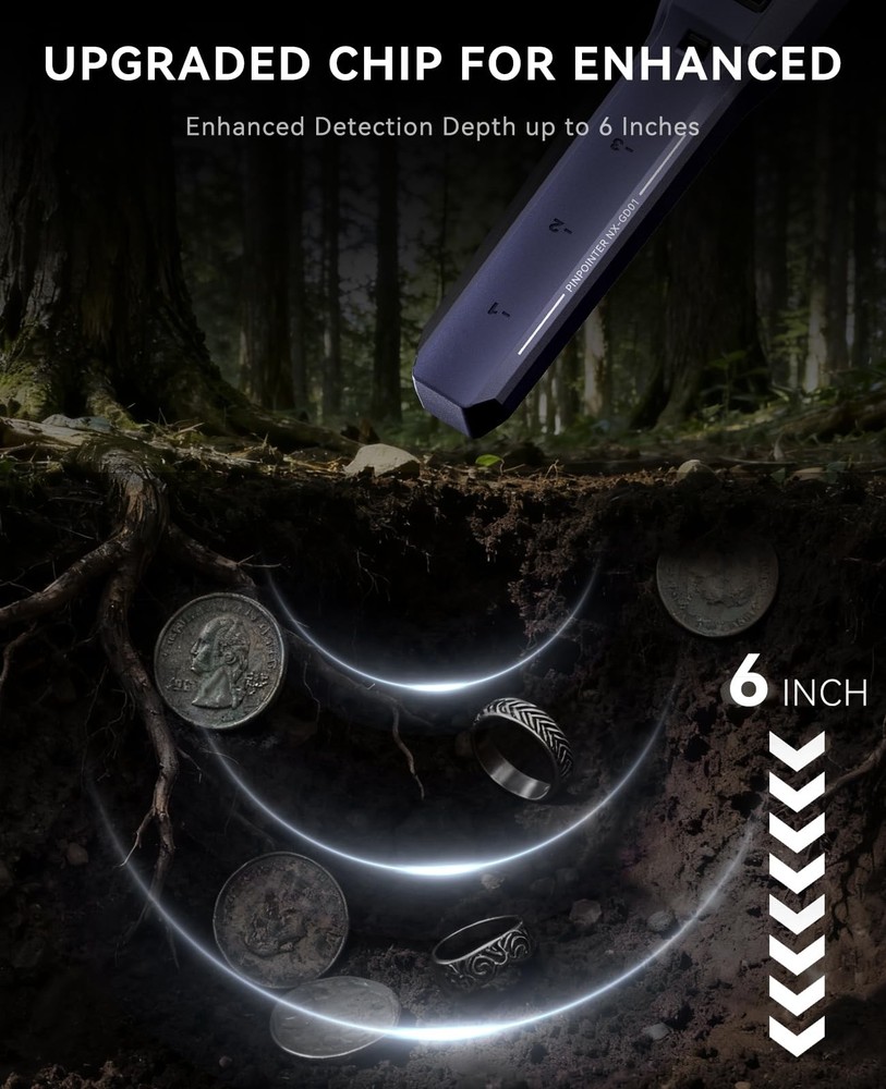 Metal Detector Pinpointer Rechargeable with LCD Screen – Adjustable Sensitivi...