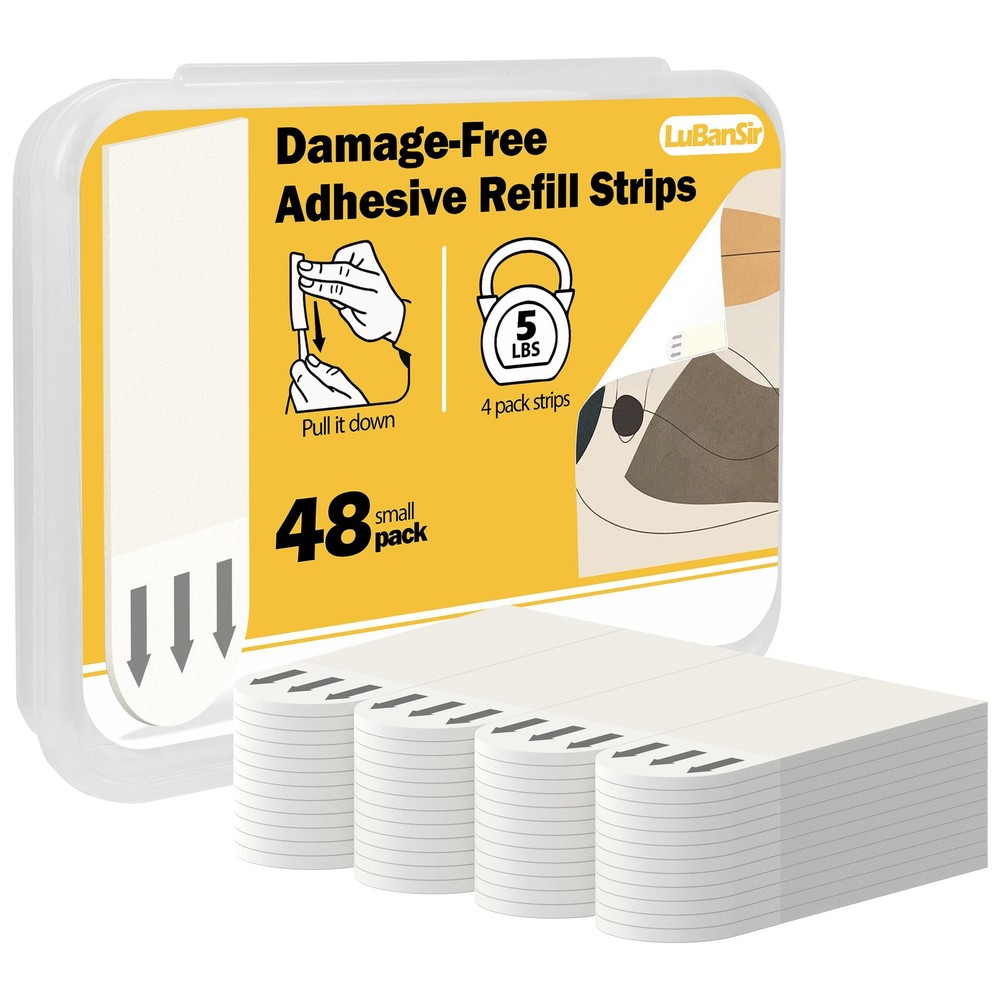Refill Adhesive Strips for Hooks No Tools Mounting Replacement Tape 48P